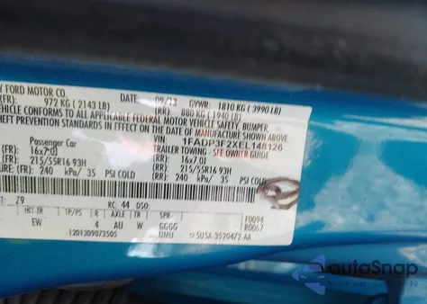 2014 Ford Focus Se z USA, uszkodzony, nr VIN 1FADP3F2XEL148126